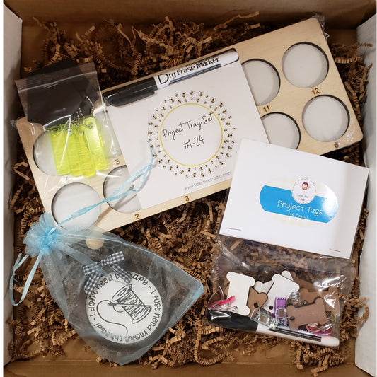 Project Gift Box | project tray | needle tool | ornament | scissor fobs | project tags