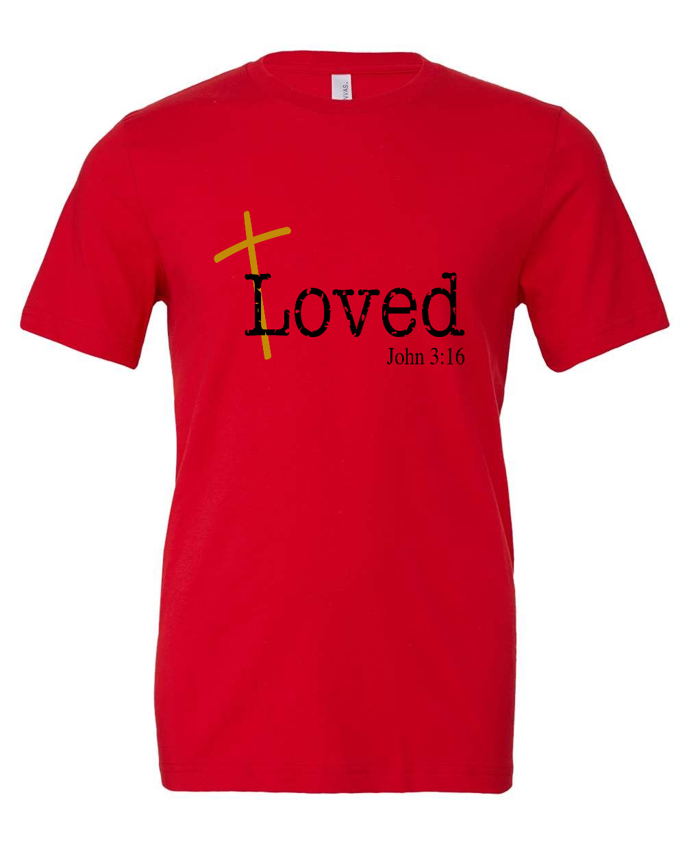 Loved John 3:16 T-Shirt (black/gold print)