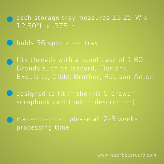 Embroidery Thread Storage Tray (blank single tray) | thread spool organizers | embroidery thread storage | thread storage