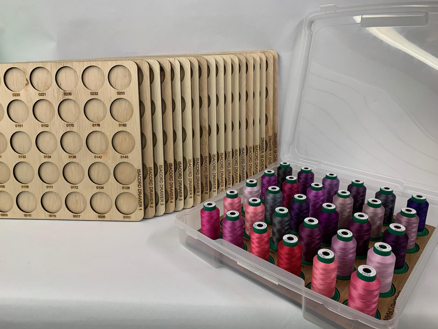 Isacord Embroidery Thread Storage Trays | thread spool organizers | embroidery thread storage | Isacord thread storage