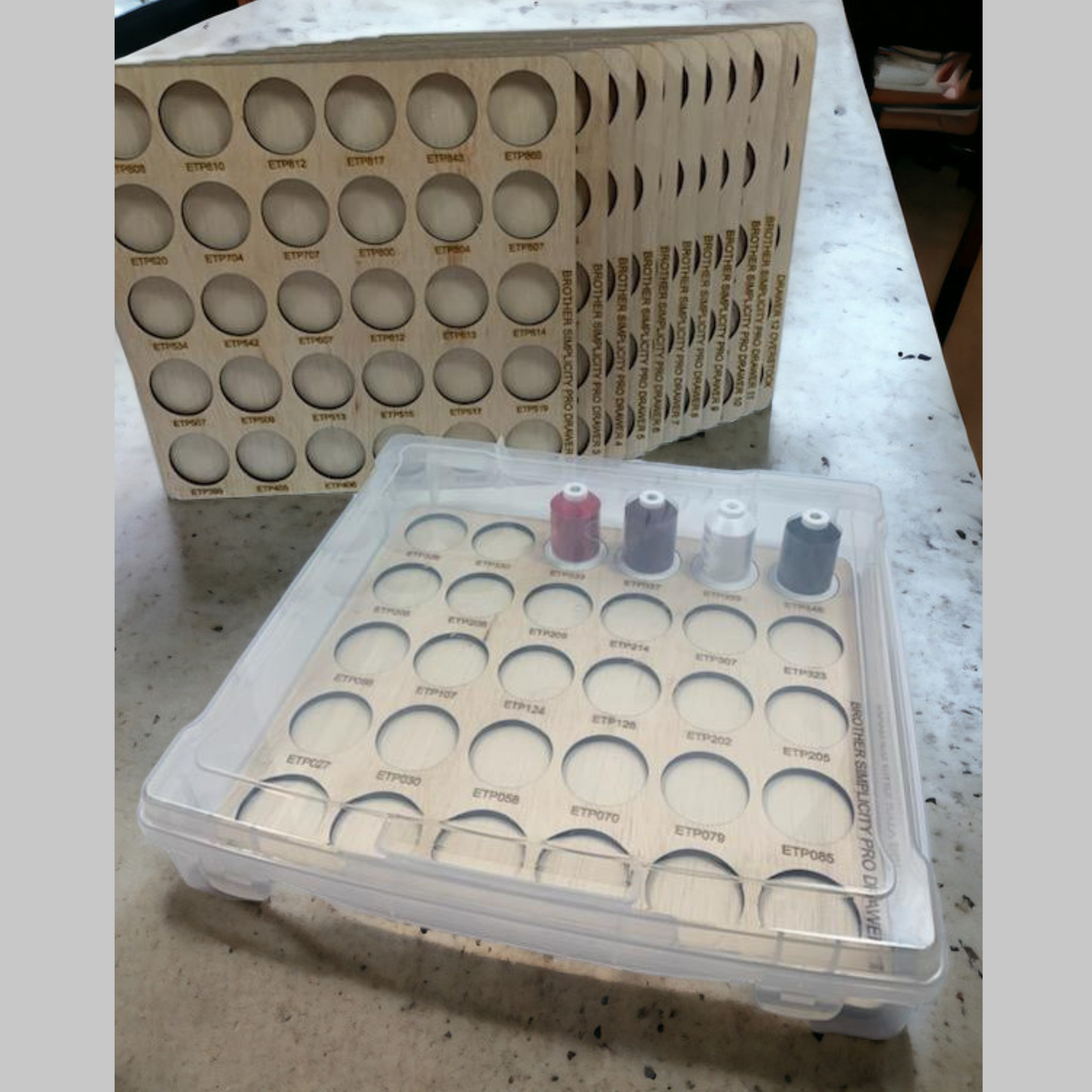 Brother Simplicity Pro embroidery thread storage trays | thread spool organizers | thread storage | embroidery thread storage