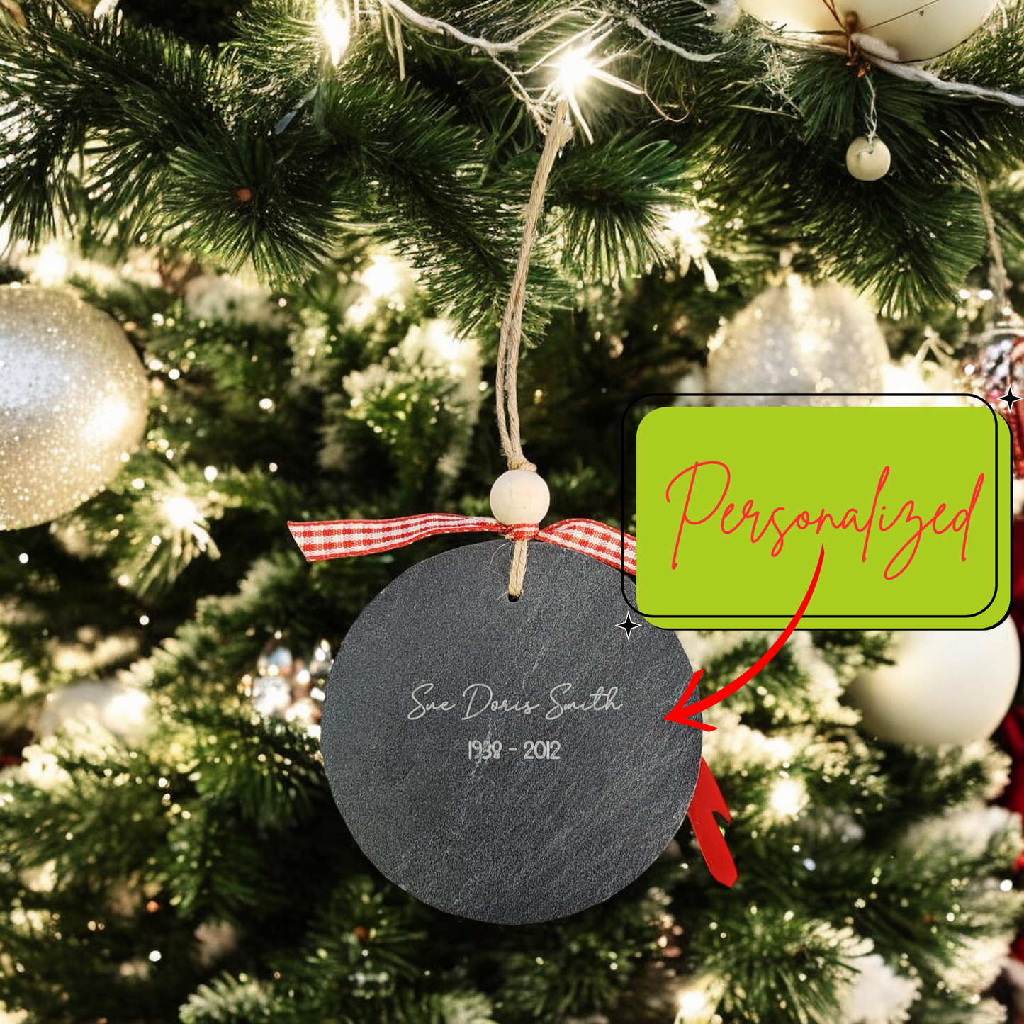 Personalized Memorial Slate Ornament | memorial ornament | cardinal ornament | personalized ornament