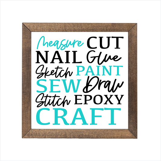 Craft room subway art sign | UV printed | wood frame
