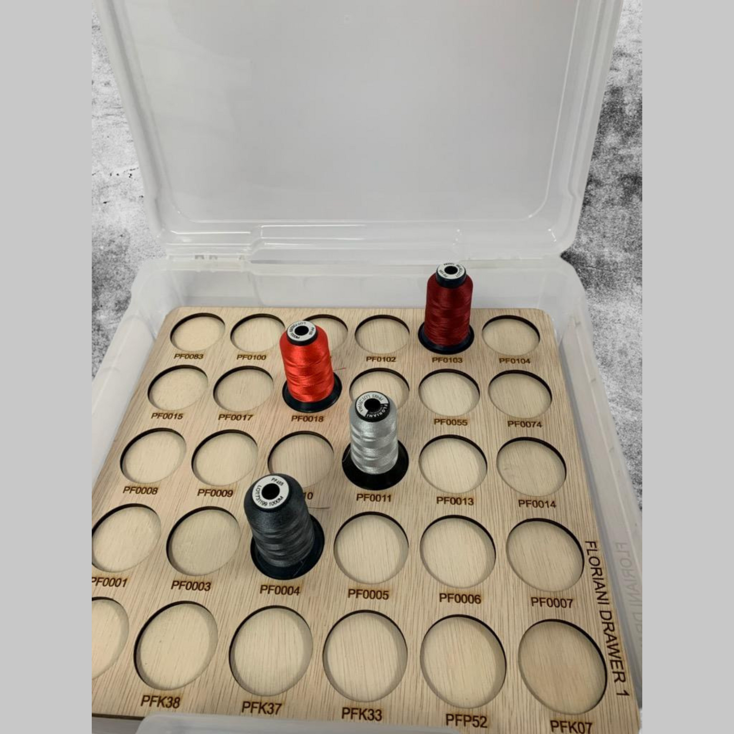 Floriani Embroidery Thread Storage Trays | thread spool organizers | embroidery thread storage | Floriani thread storage