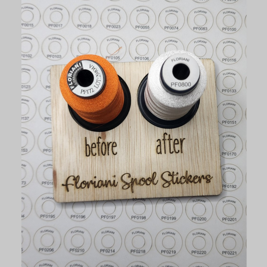 Floriani Spool Stickers | embroidery thread spool labels | easy-to-read | thread color labels