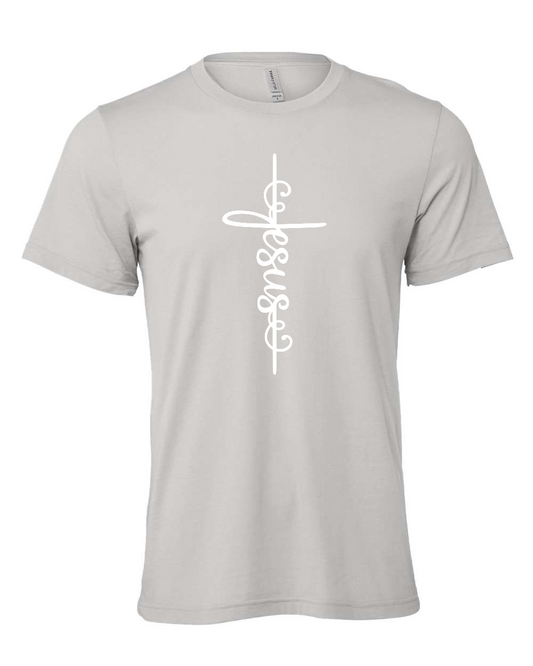 Jesus script cross T-Shirt (white print)