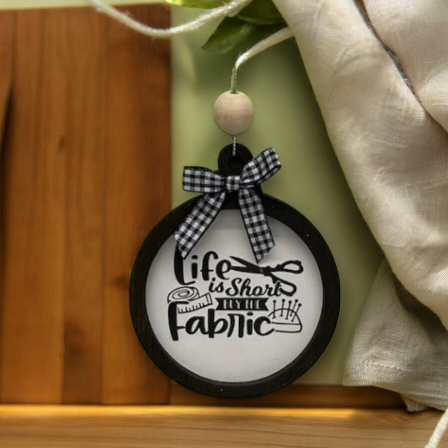 Life is short, buy the fabric ornament | Sewing Ornament | gift | holiday ornament | craft room decor