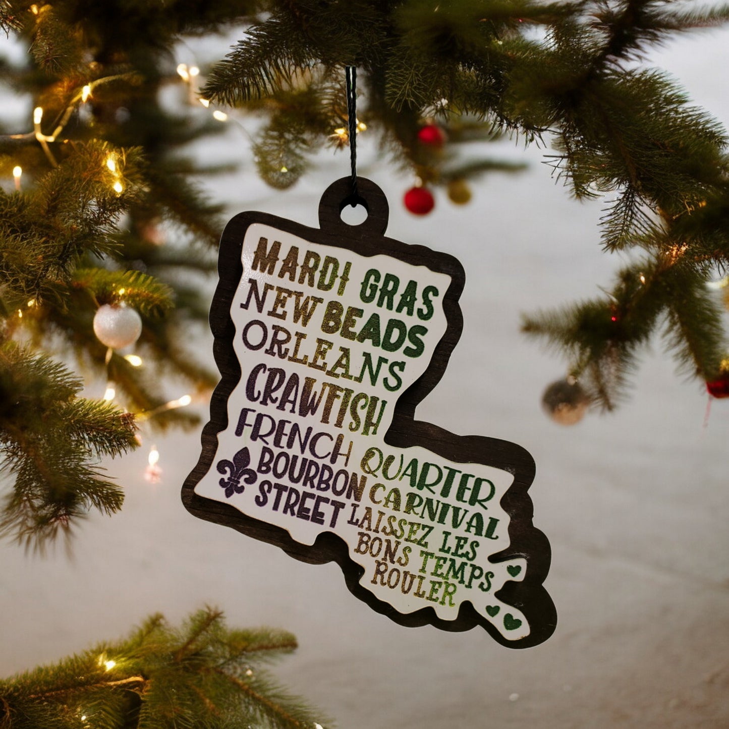 State of Louisiana Mardi Gras Ornament Ornament | ornament | state of Louisiana |holiday gift | holiday decoration | christmas tree decoration