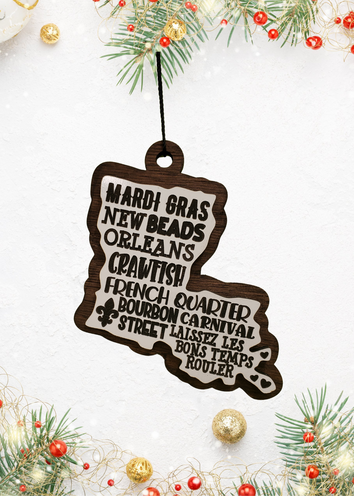 State of Louisiana Mardi Gras Ornament Ornament | ornament | state of Louisiana |holiday gift | holiday decoration | christmas tree decoration