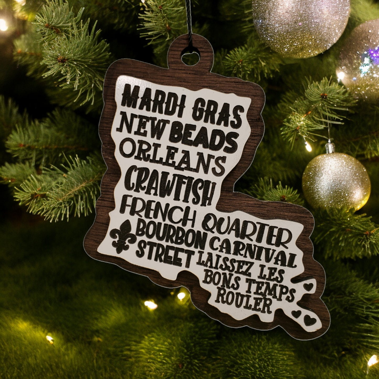 State of Louisiana Mardi Gras Ornament Ornament | ornament | state of Louisiana |holiday gift | holiday decoration | christmas tree decoration