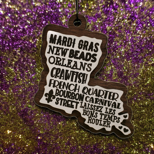 State of Louisiana Mardi Gras Ornament Ornament | ornament | state of Louisiana |holiday gift | holiday decoration | christmas tree decoration
