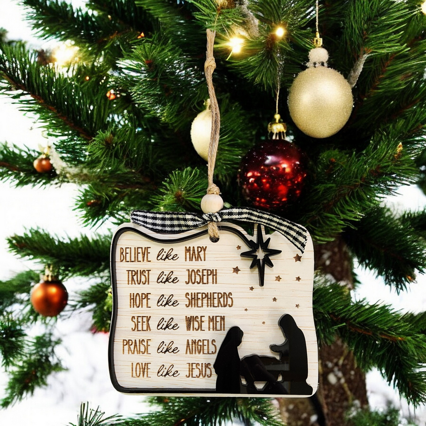 Love like Jesus layered ornament | nativity ornament | faith themed ornament