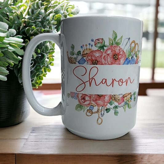 Personalized Ceramic Mug | coffee mug | Sewing Themed Mug | gift