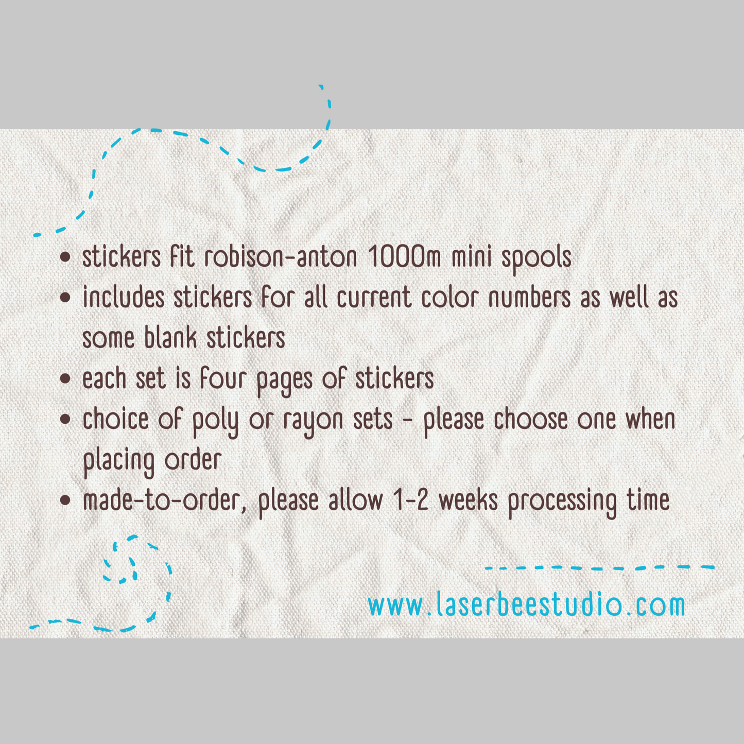 Robison-Anton Spool Stickers | embroidery thread spool labels | easy-to-read | thread color labels