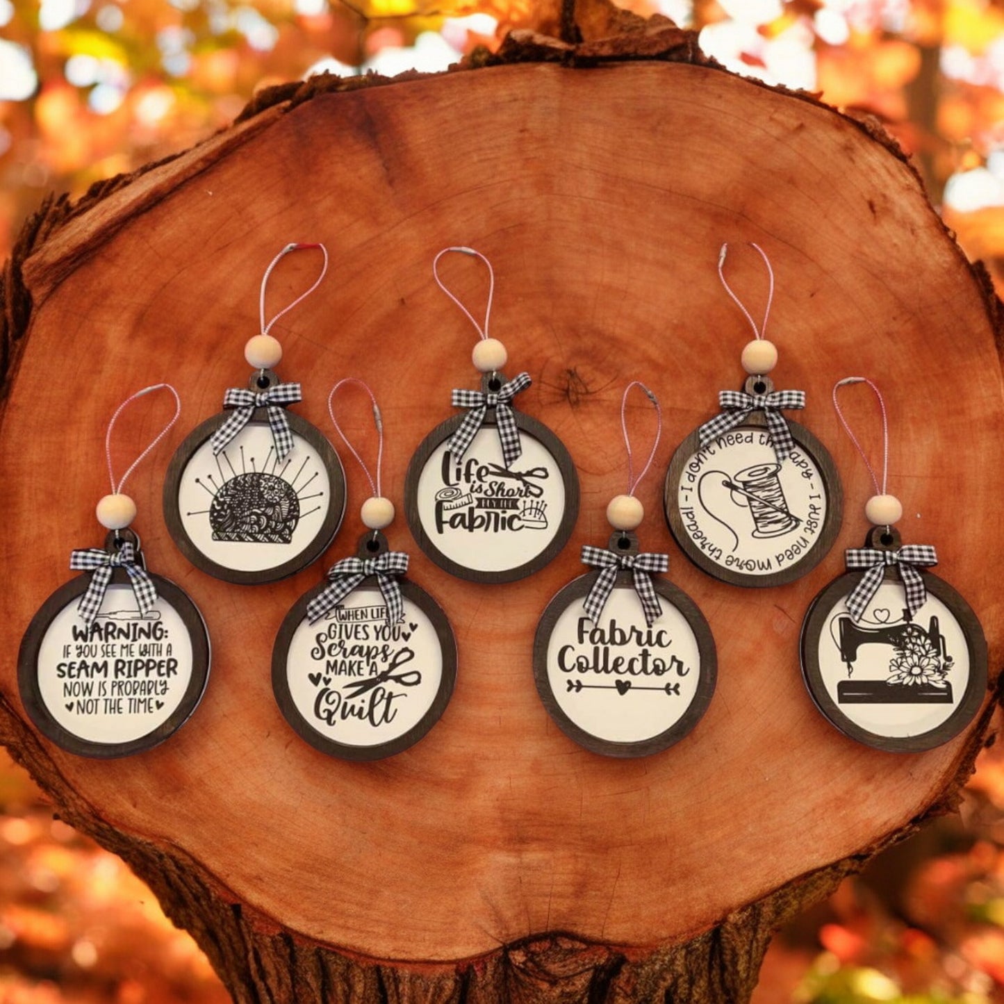 Sewing-themed ornament bundle (set of 7 ornaments) | holiday decorations | Christmas tree ornament
