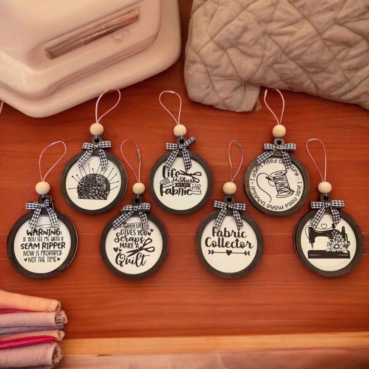 Sewing-themed ornament bundle (set of 7 ornaments) | holiday decorations | Christmas tree ornament