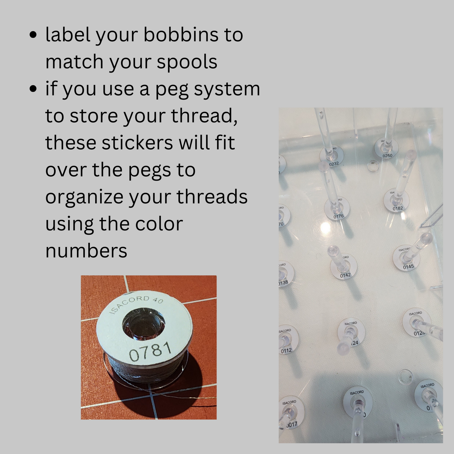Exquisite Spool Stickers | embroidery thread spool labels | easy-to-read | thread color labels