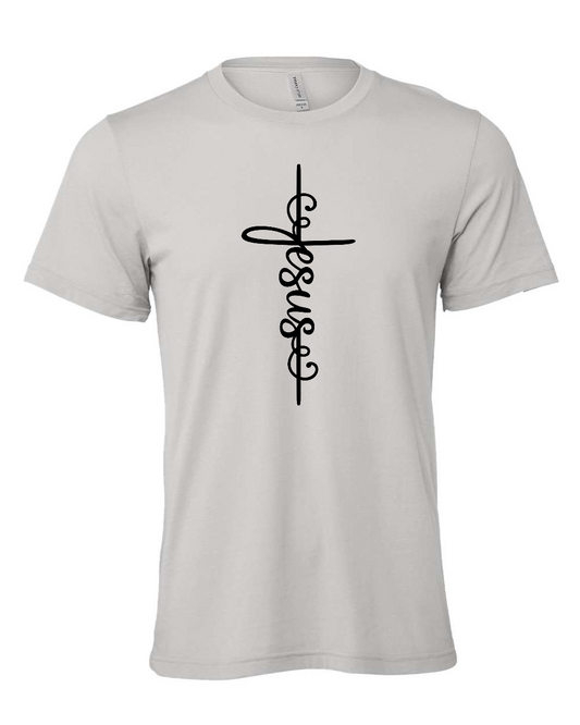 Jesus script cross T-Shirt (black print)