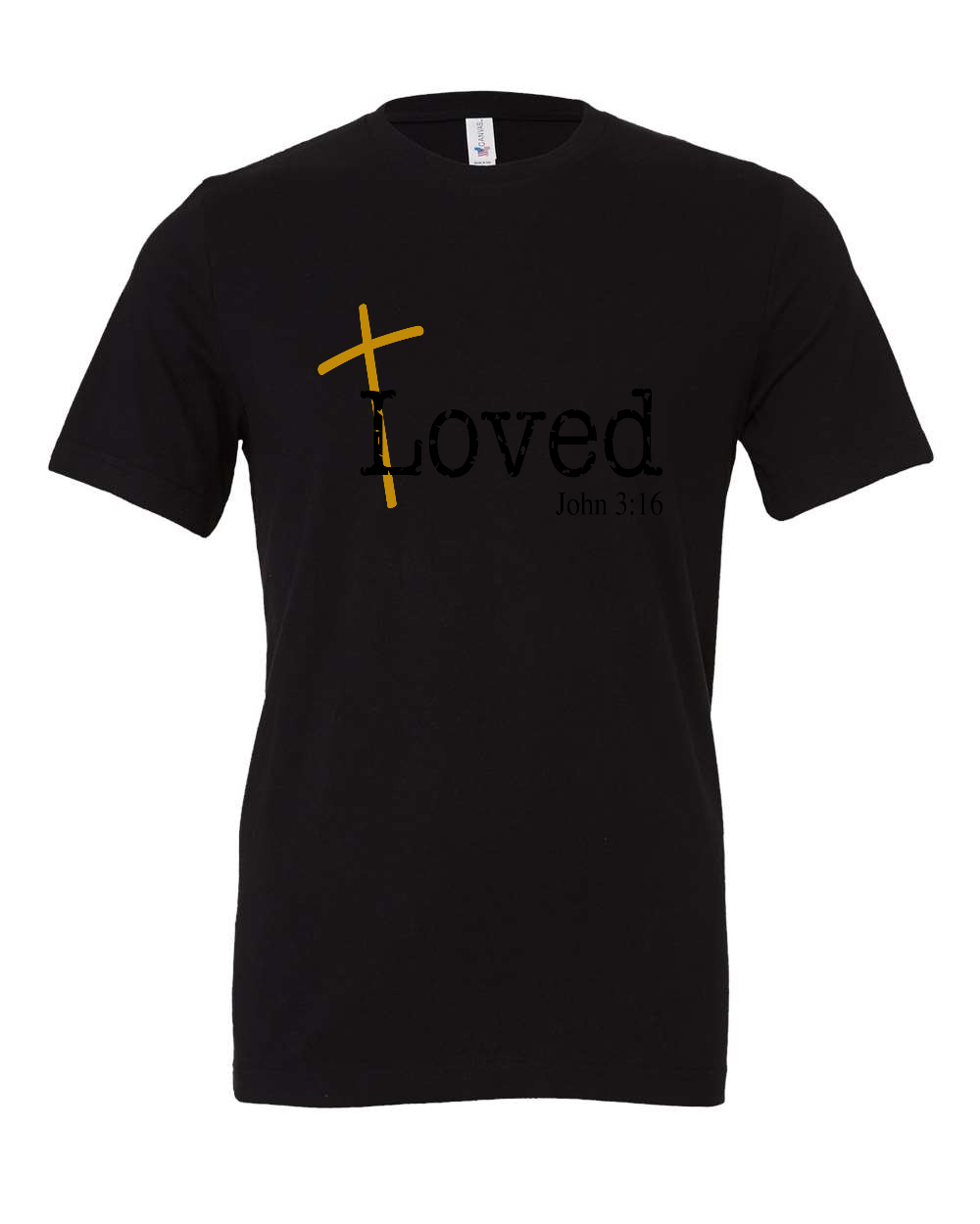 Loved John 3:16 T-Shirt (black/gold print)