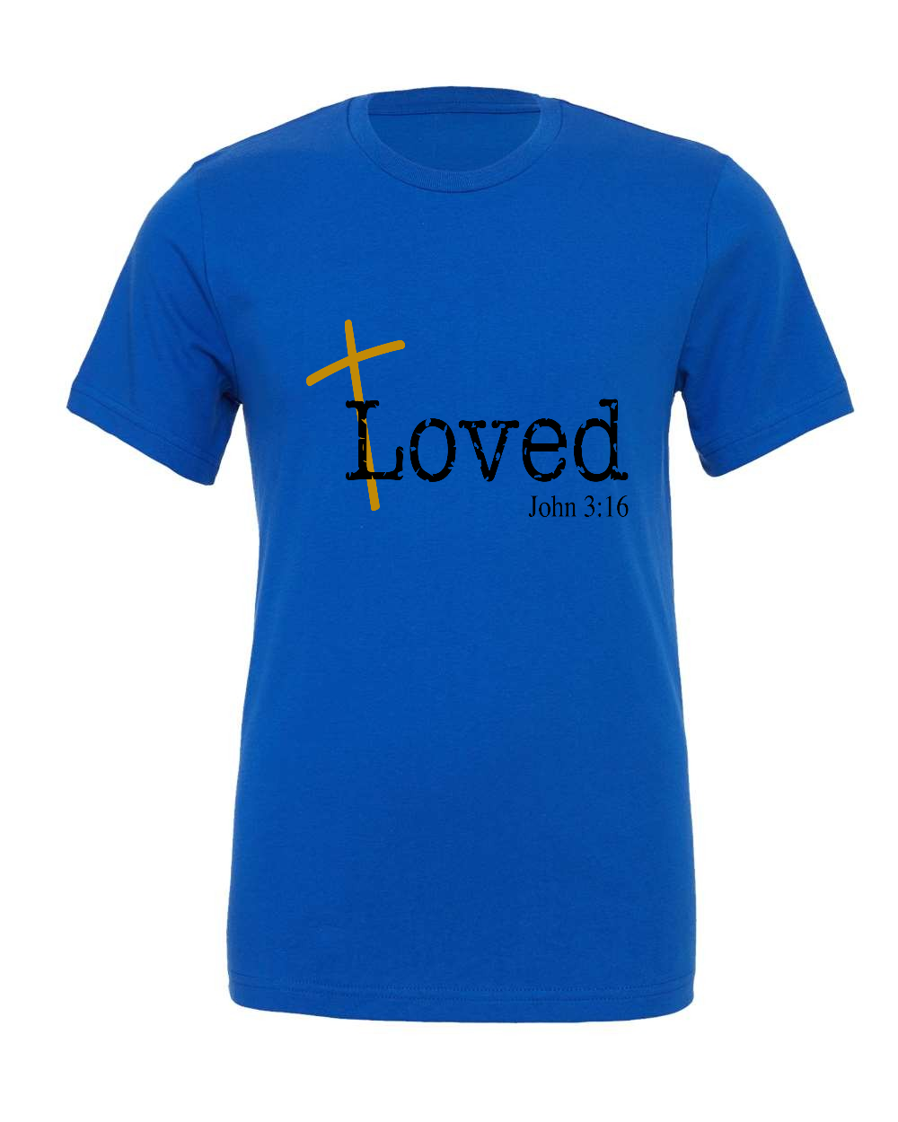 Loved John 3:16 T-Shirt (black/gold print)