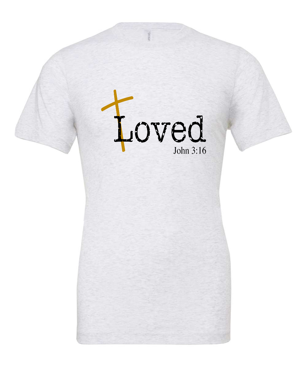 Loved John 3:16 T-Shirt (black/gold print)