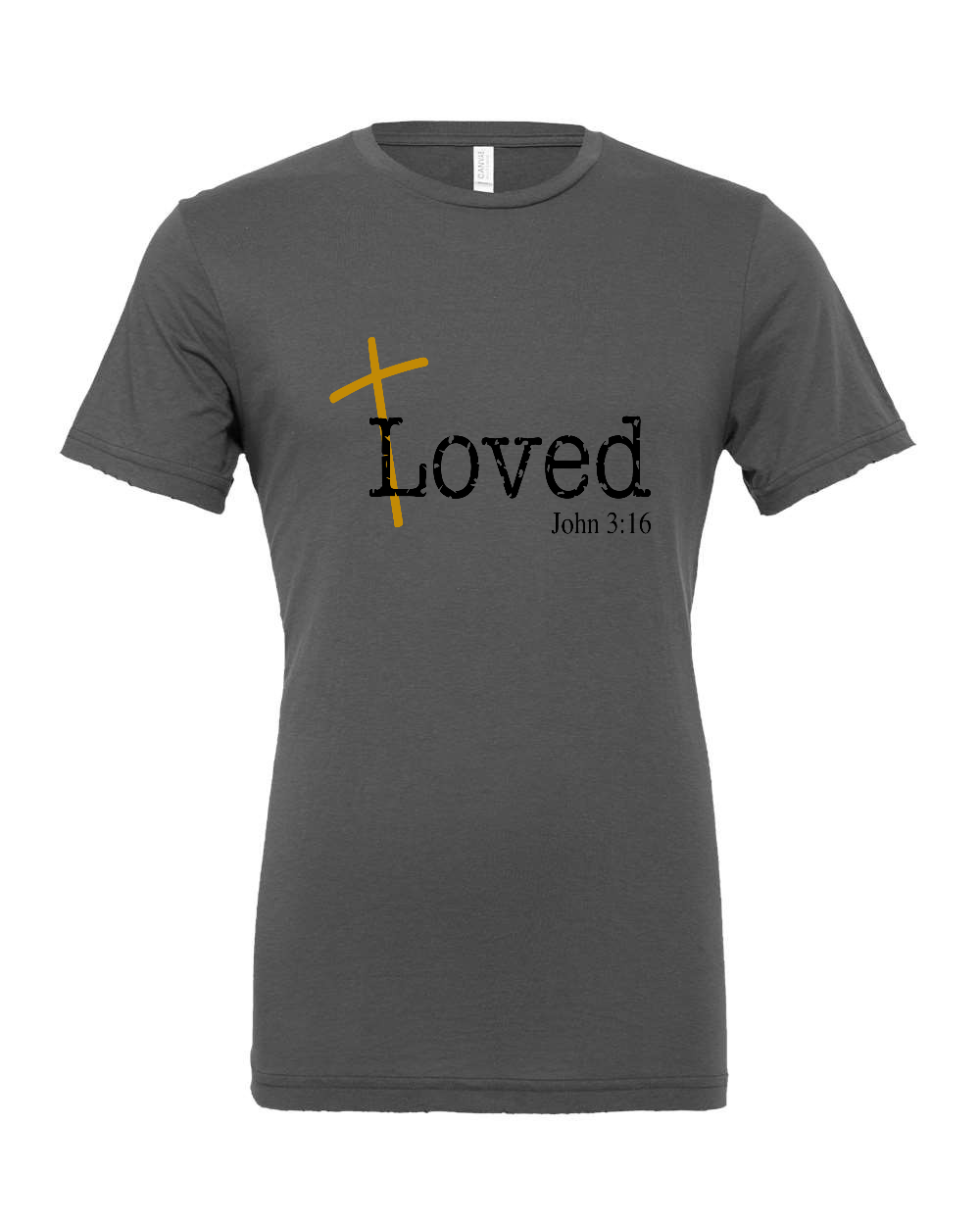Loved John 3:16 T-Shirt (black/gold print)