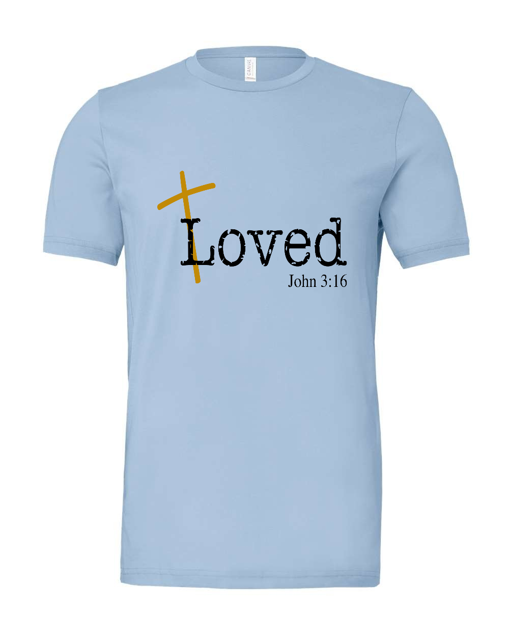 Loved John 3:16 T-Shirt (black/gold print)