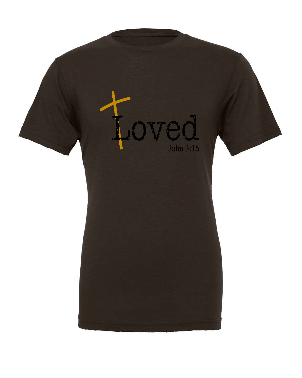 Loved John 3:16 T-Shirt (black/gold print)