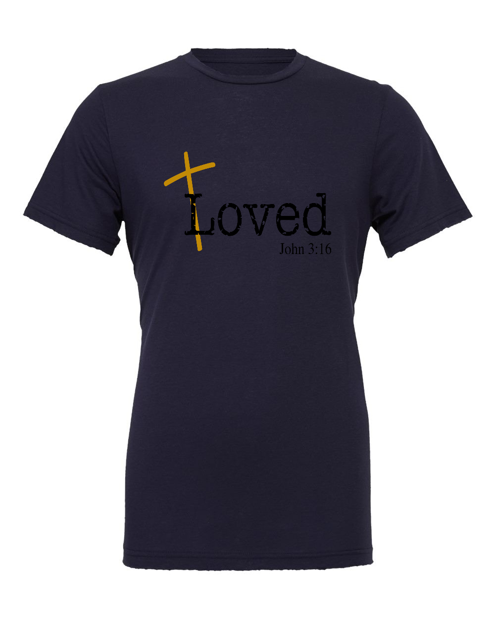 Loved John 3:16 T-Shirt (black/gold print)