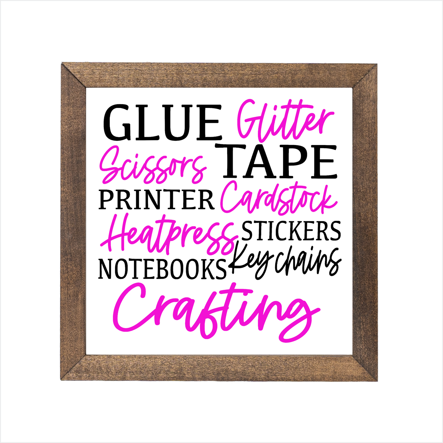 Craft supplies subway art sign, uv printed, wood frame