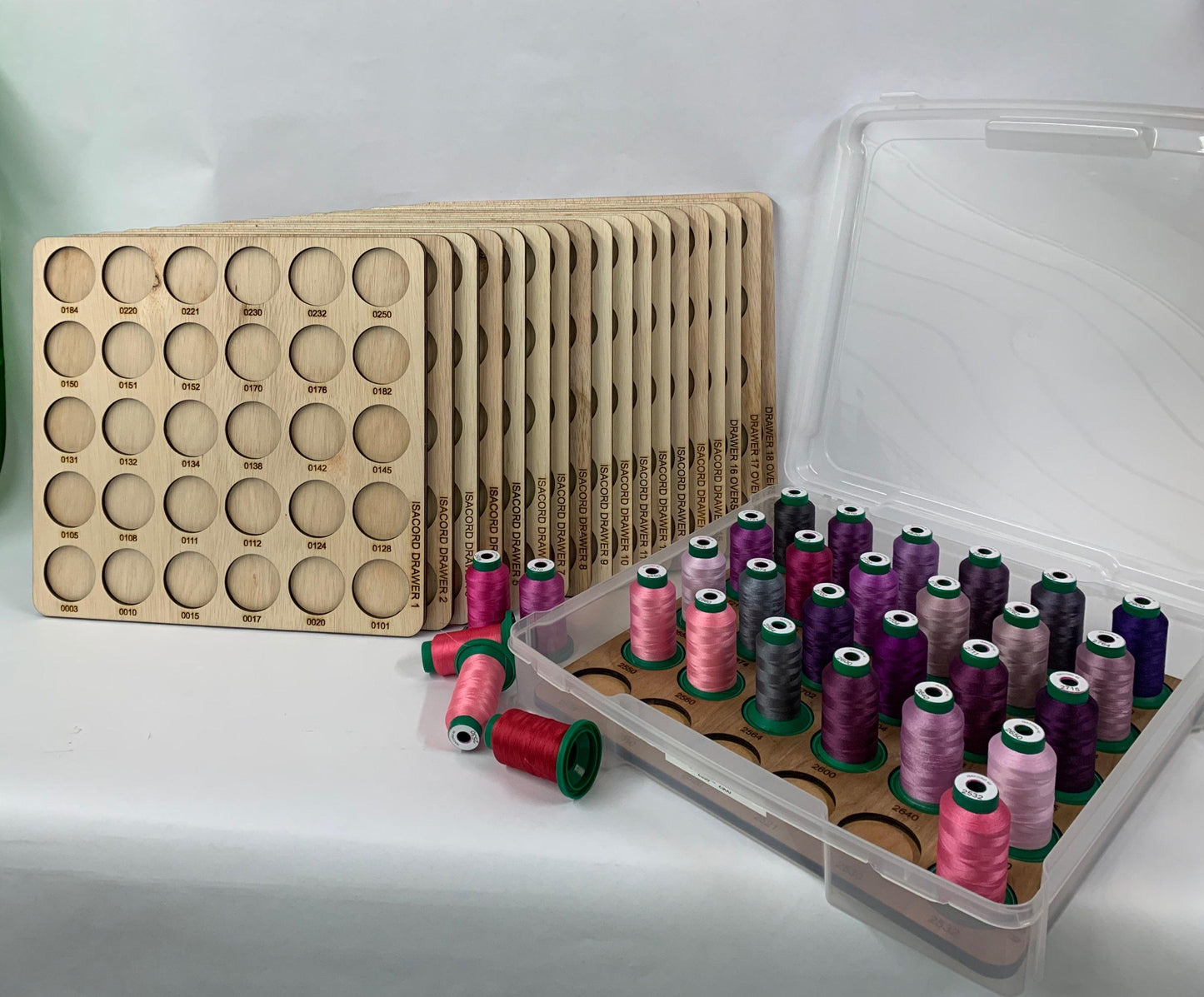 Isacord Embroidery Thread Storage Trays | thread spool organizers | embroidery thread storage | Isacord thread storage