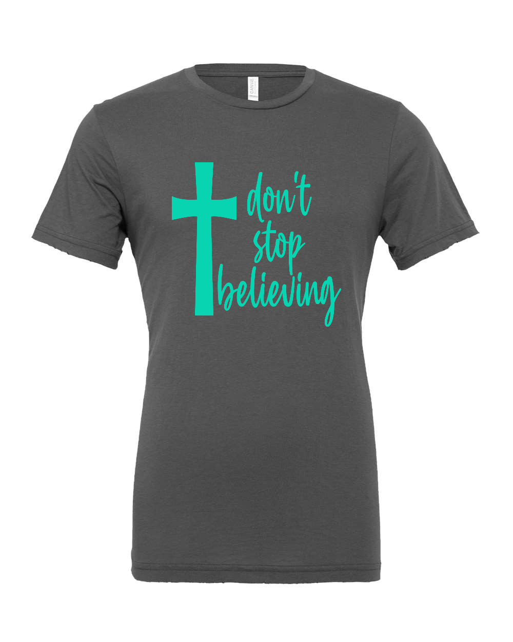 Don't stop believing T-Shirt (teal print)