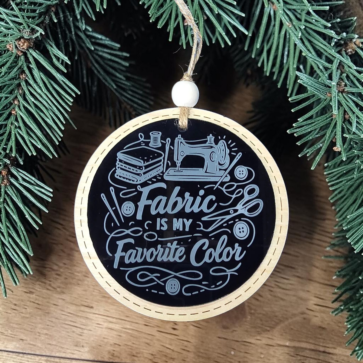 Powered by Fabric and Thread Ornament | Sewing & Quilting Christmas Gift