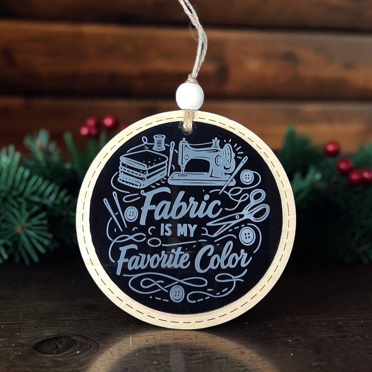Powered by Fabric and Thread Ornament | Sewing & Quilting Christmas Gift