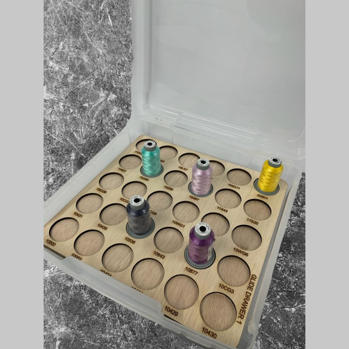 Glide thread storage trays – Laser Bee Studio
